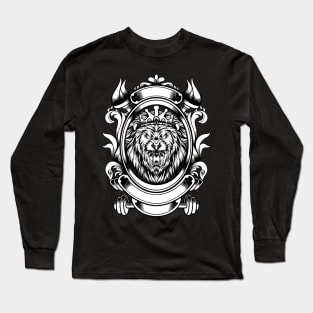 Lion black white tatto Long Sleeve T-Shirt